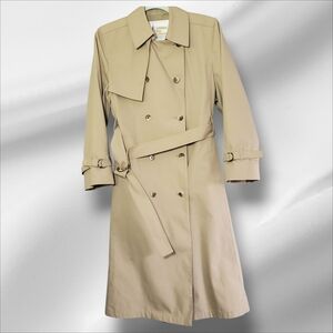 Vintage London Fog Beige Double-Breasted Trench Coat 8P, Womens Long Overcoat